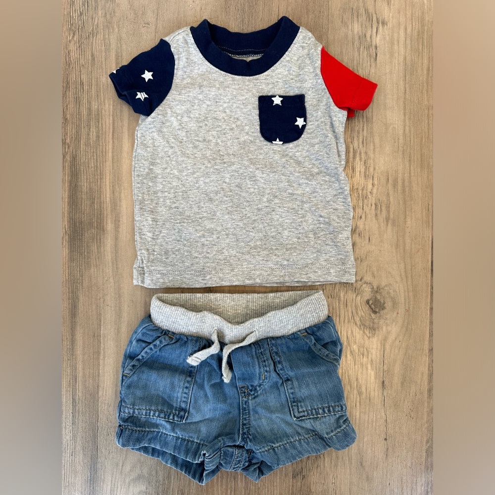 Baby boy red white and blue outfit 3-6 months